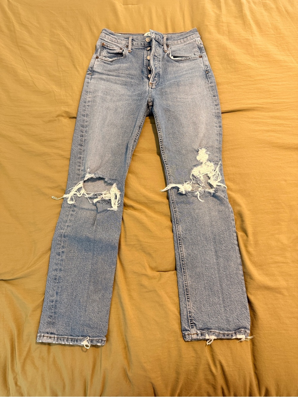 Agolde Light Wash Distressed Skinny Jeans